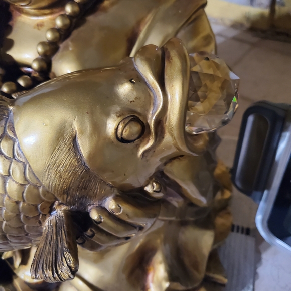 Big Buddha Gold Sculpture with Fish - Picture 6 of 11
